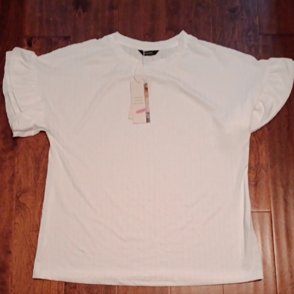 DokoToo Women's Short Sleeve Shirt Size Large NWT White